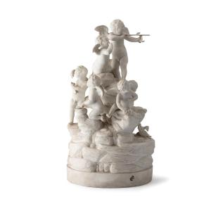 Groupe sculpté en biscuit français « Amours », Niderviller, vers 1820