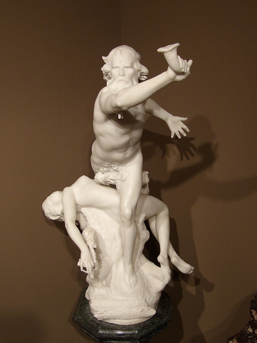 Antonin Forestier - Carrara Marble Group "the Hurricane And The Leaf"-photo-2