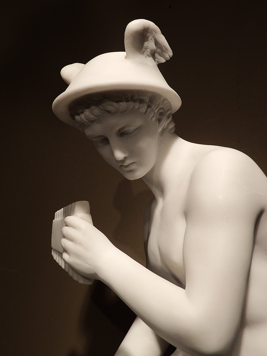 EMILE PICAULT - Sculpture en marbre de Carrare d'Hermès/Mercure-photo-2