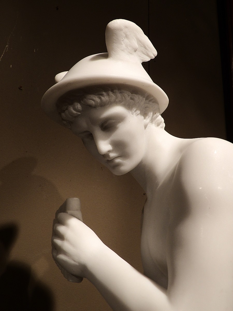 EMILE PICAULT - Sculpture en marbre de Carrare d'Hermès/Mercure-photo-1
