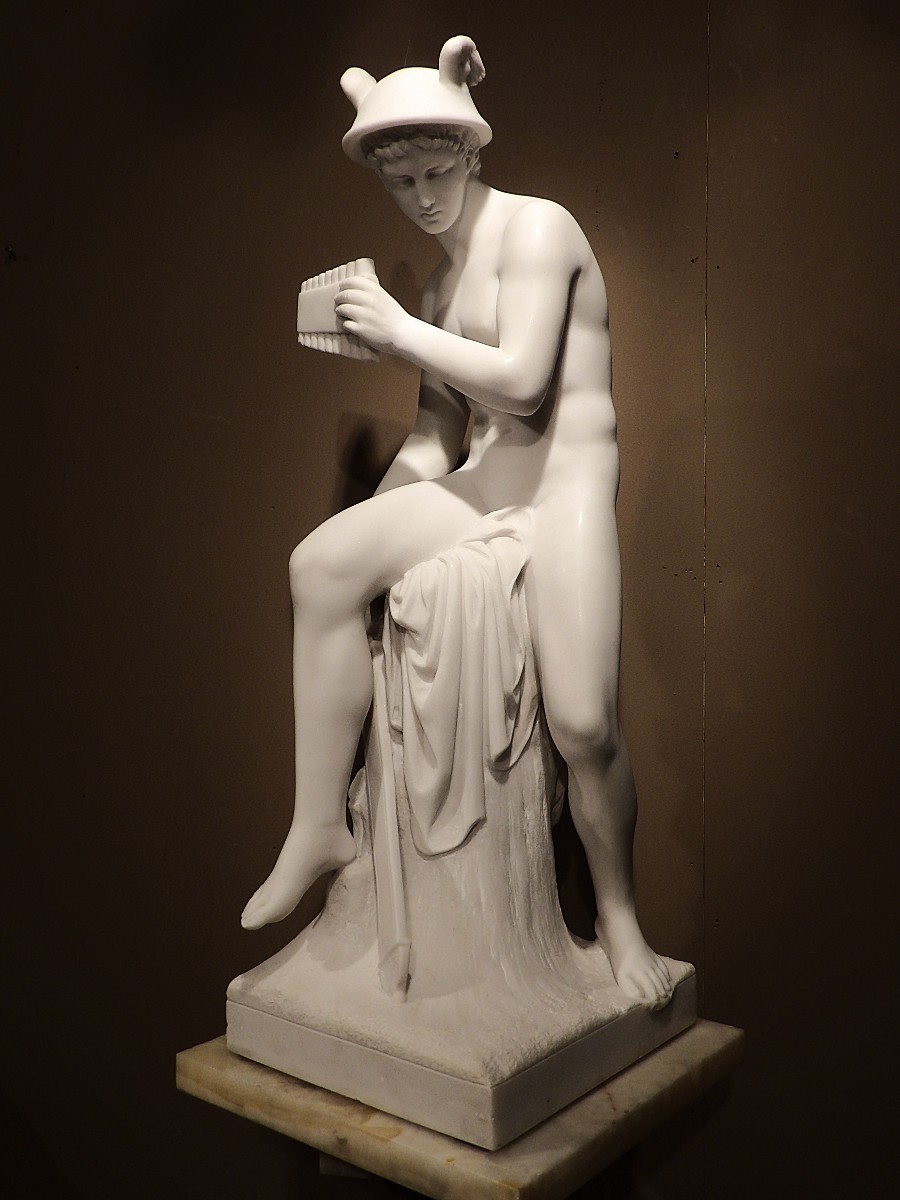 EMILE PICAULT - Sculpture en marbre de Carrare d'Hermès/Mercure