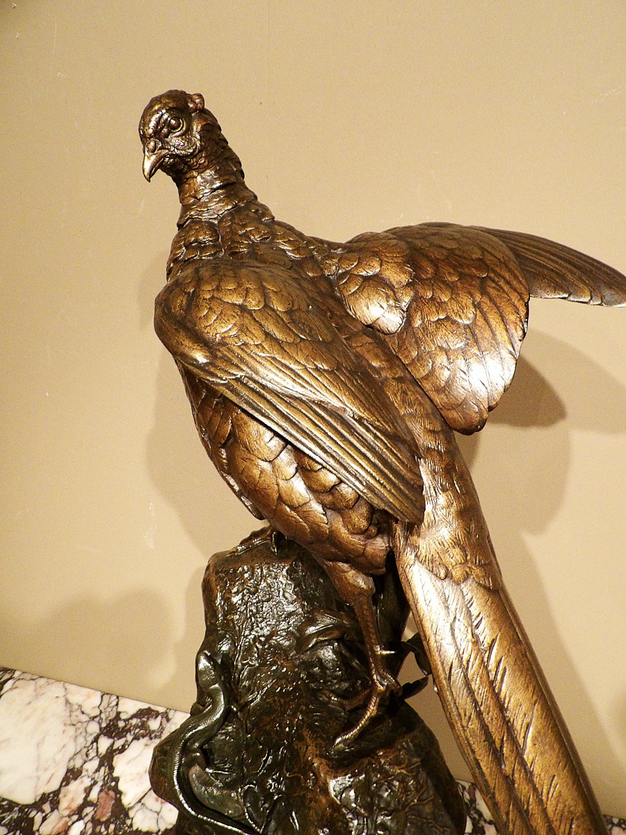 ALFRED DUBUCAND – Bronze Faisan et Salamandre-photo-2