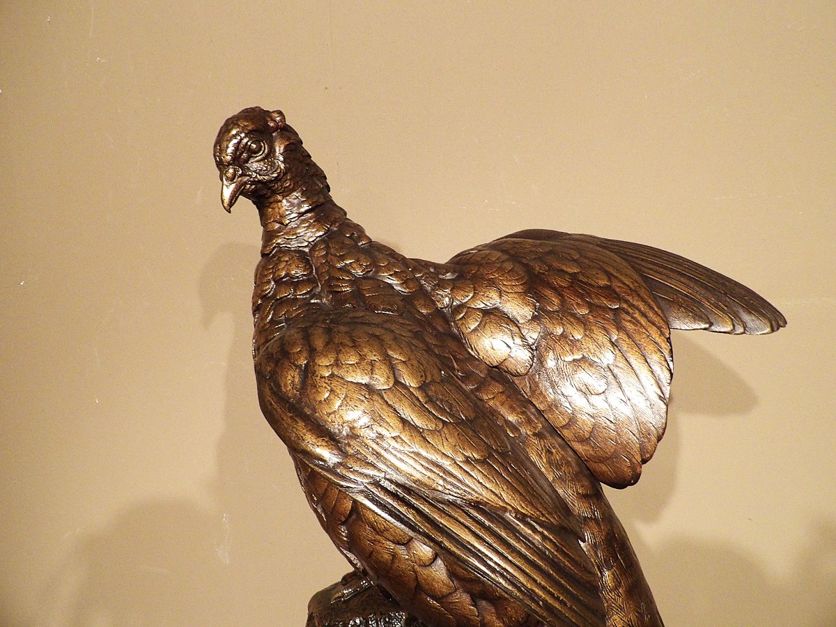 ALFRED DUBUCAND – Bronze Faisan et Salamandre-photo-3
