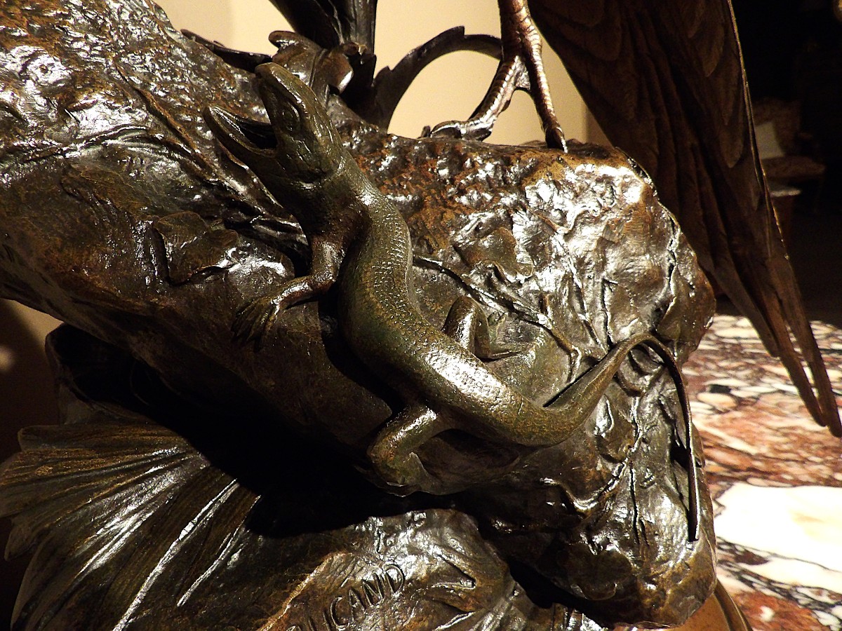 ALFRED DUBUCAND – Bronze Faisan et Salamandre-photo-2