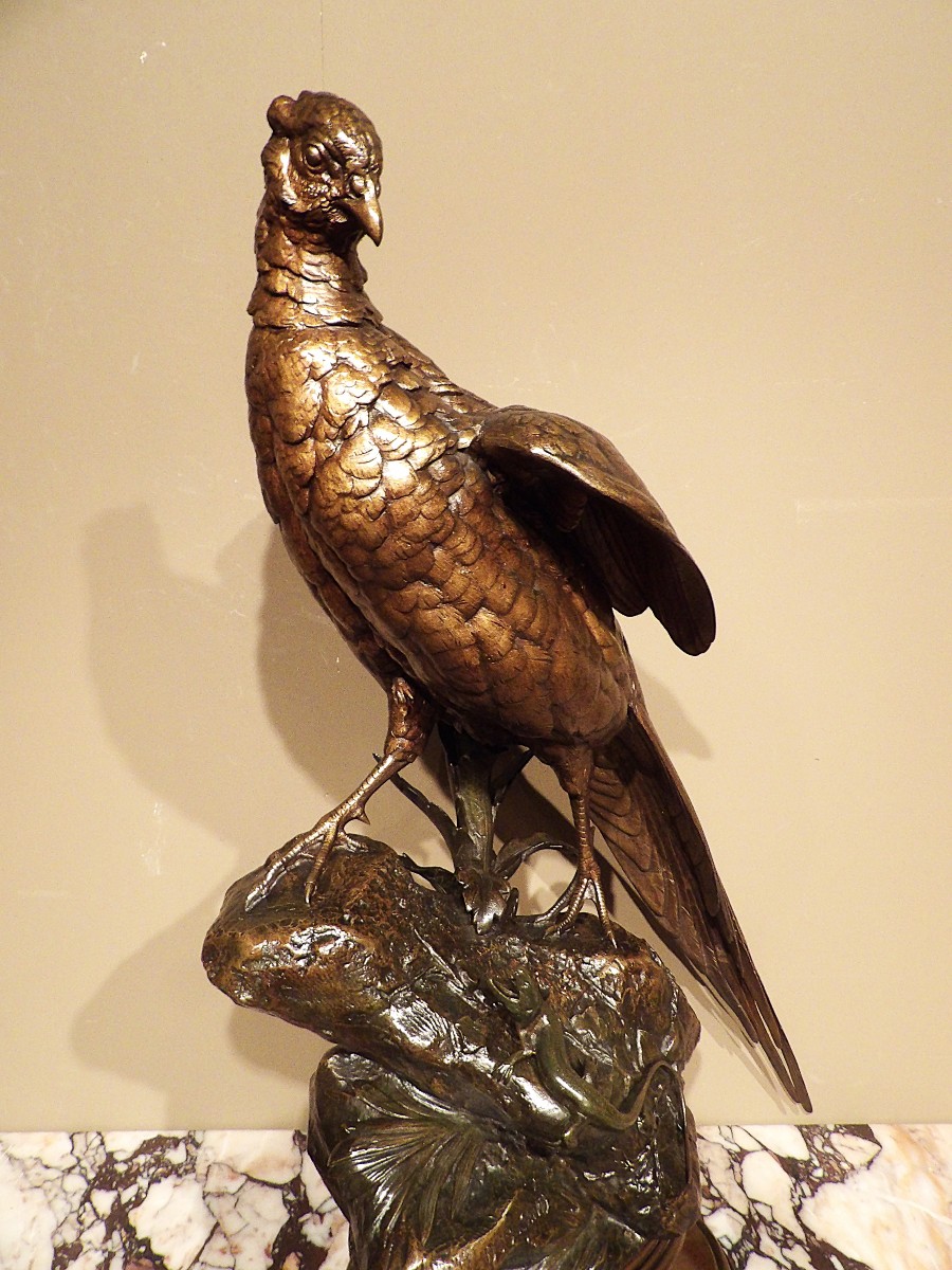 ALFRED DUBUCAND – Bronze Faisan et Salamandre-photo-3