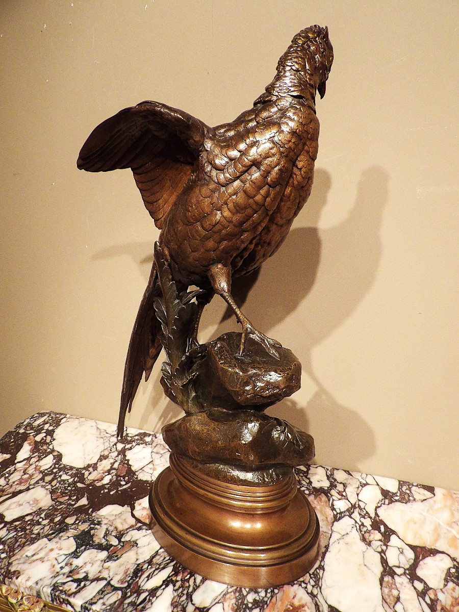 ALFRED DUBUCAND – Bronze Faisan et Salamandre-photo-4