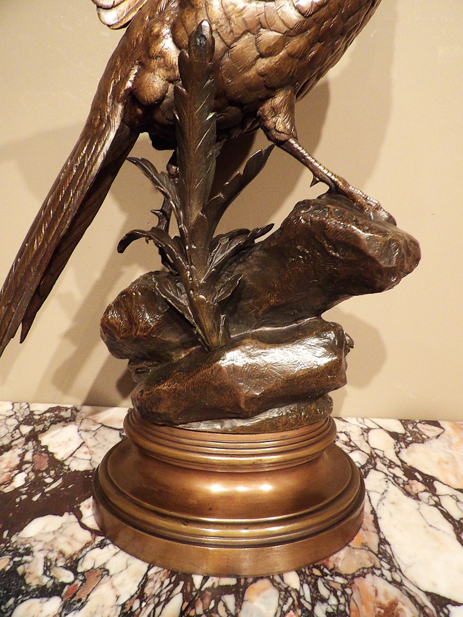 ALFRED DUBUCAND – Bronze Faisan et Salamandre-photo-5