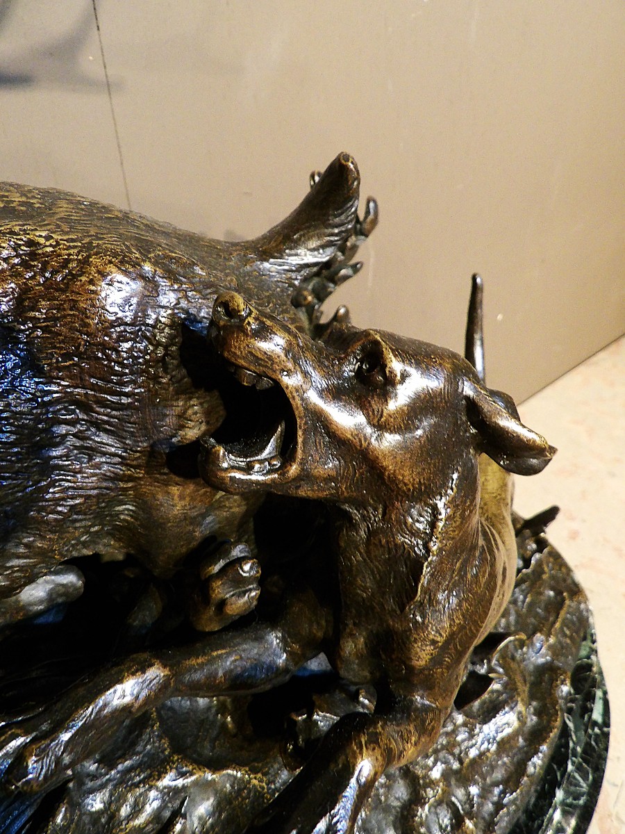 Monnehaye – Bronze – Stag And Hunting Dogs-photo-2