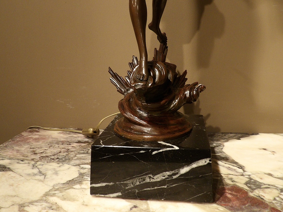 Paire de lampes en bronze « Allégorie du Jour et de la Nuit »-photo-3