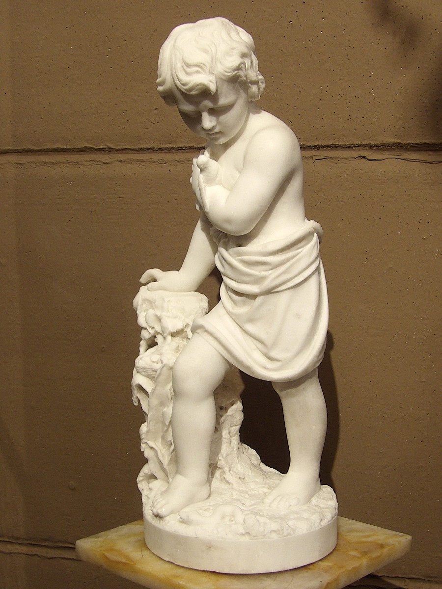 Adolphe Itasse - Carrara Marble - Boy With Birds-photo-4
