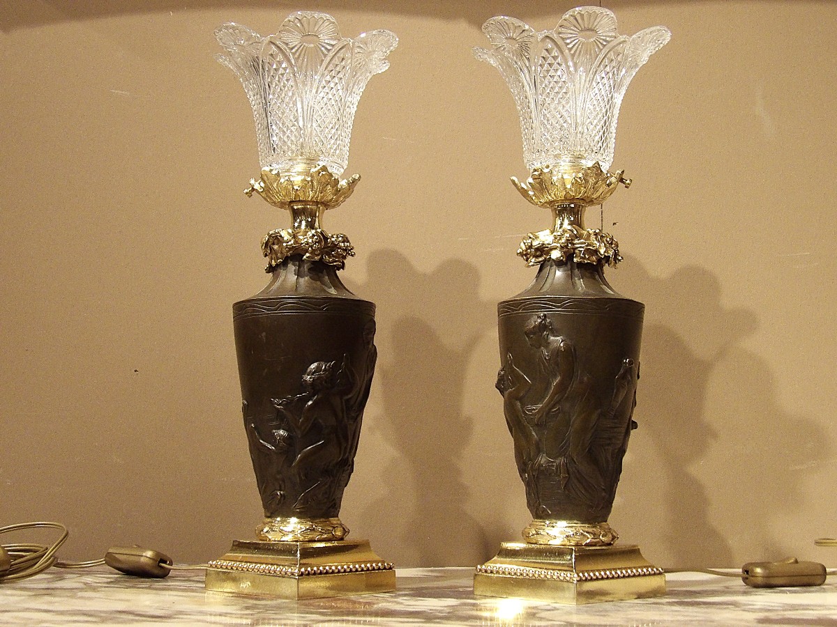 Pair Of Bronze Table Lamps