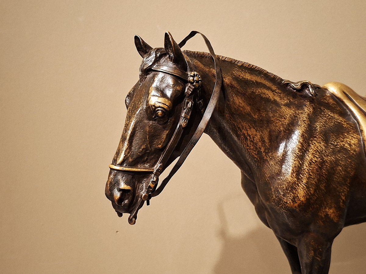 CANA LOUIS-EMILE – Bronze Cheval avec un Lévrier-photo-2