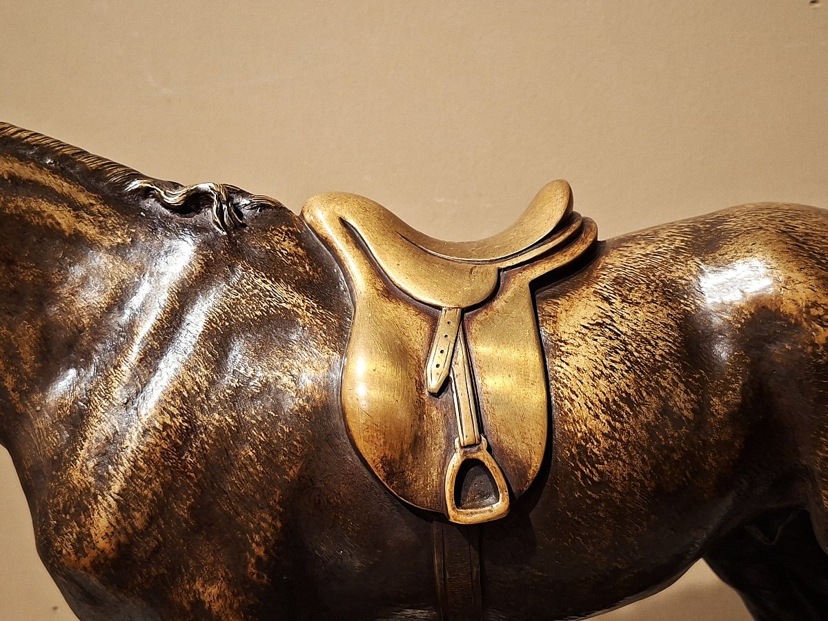 CANA LOUIS-EMILE – Bronze Cheval avec un Lévrier-photo-3