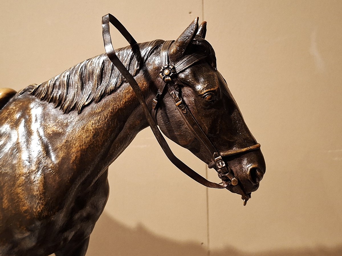 CANA LOUIS-EMILE – Bronze Cheval avec un Lévrier-photo-6
