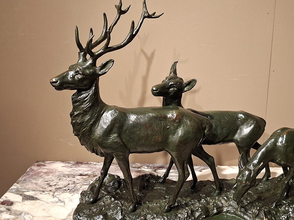 GIACOMO MERCULIANO – Bronze Cerf avec deux Biches-photo-2
