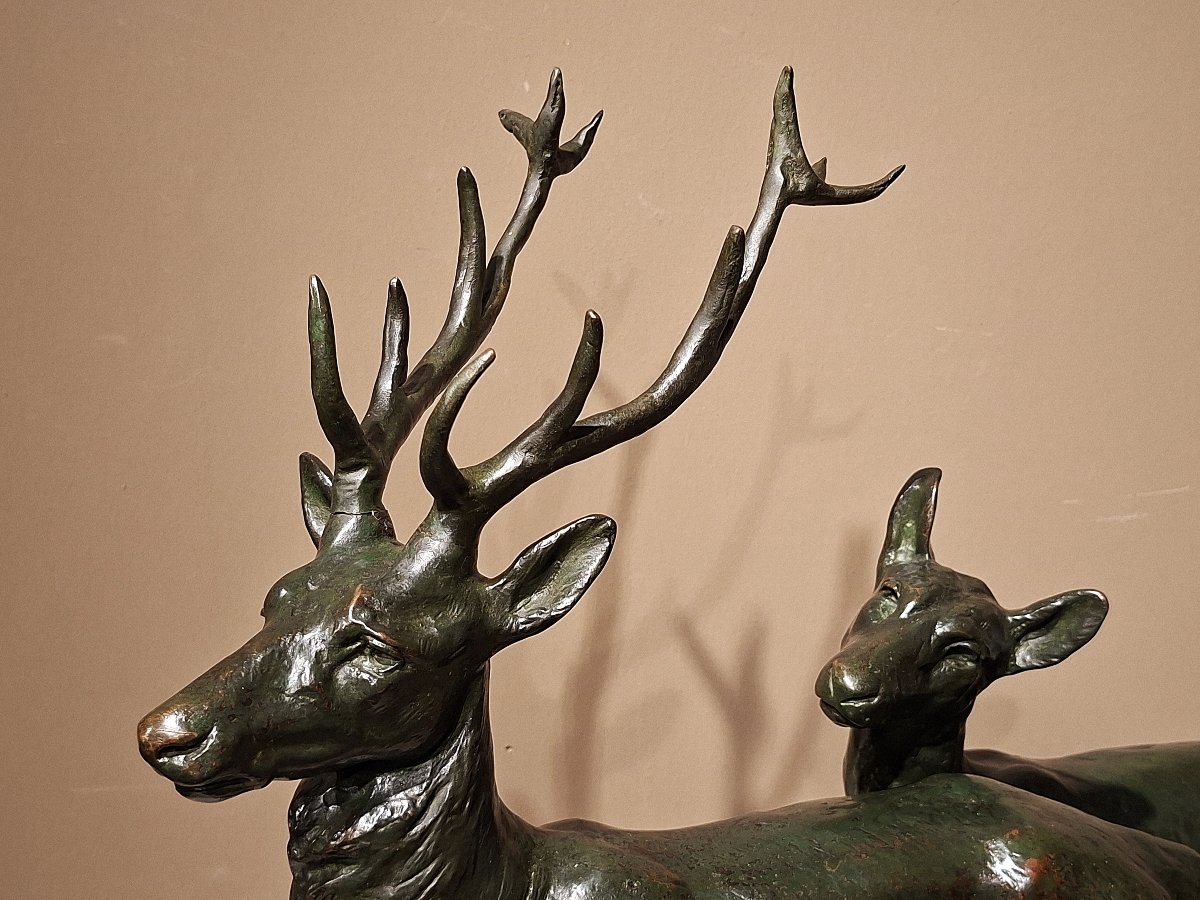 GIACOMO MERCULIANO – Bronze Cerf avec deux Biches-photo-3