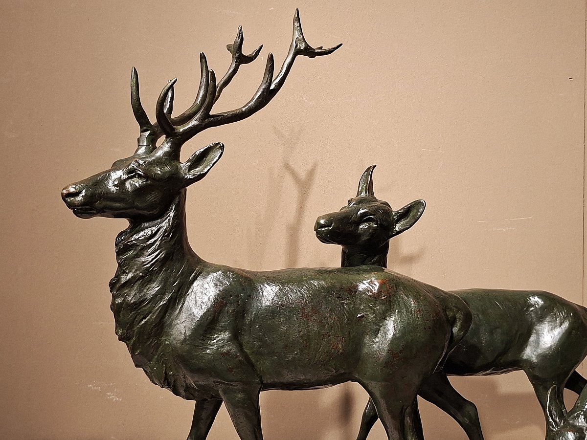GIACOMO MERCULIANO – Bronze Cerf avec deux Biches-photo-3