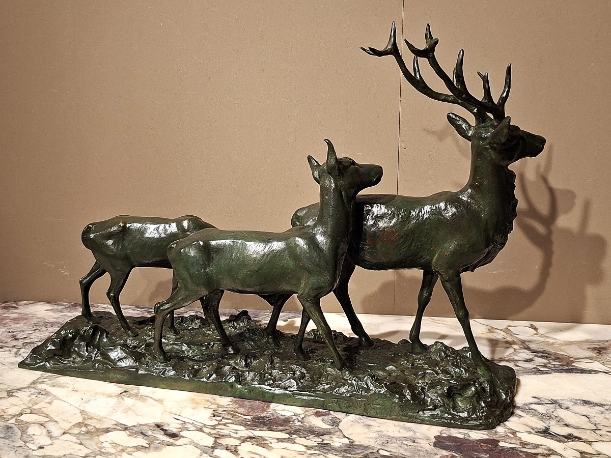 GIACOMO MERCULIANO – Bronze Cerf avec deux Biches-photo-4