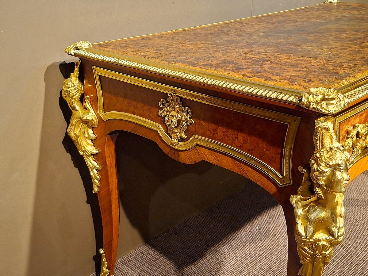 Bureau Plat – Style Louis XV – Époque Napoléon III-photo-2