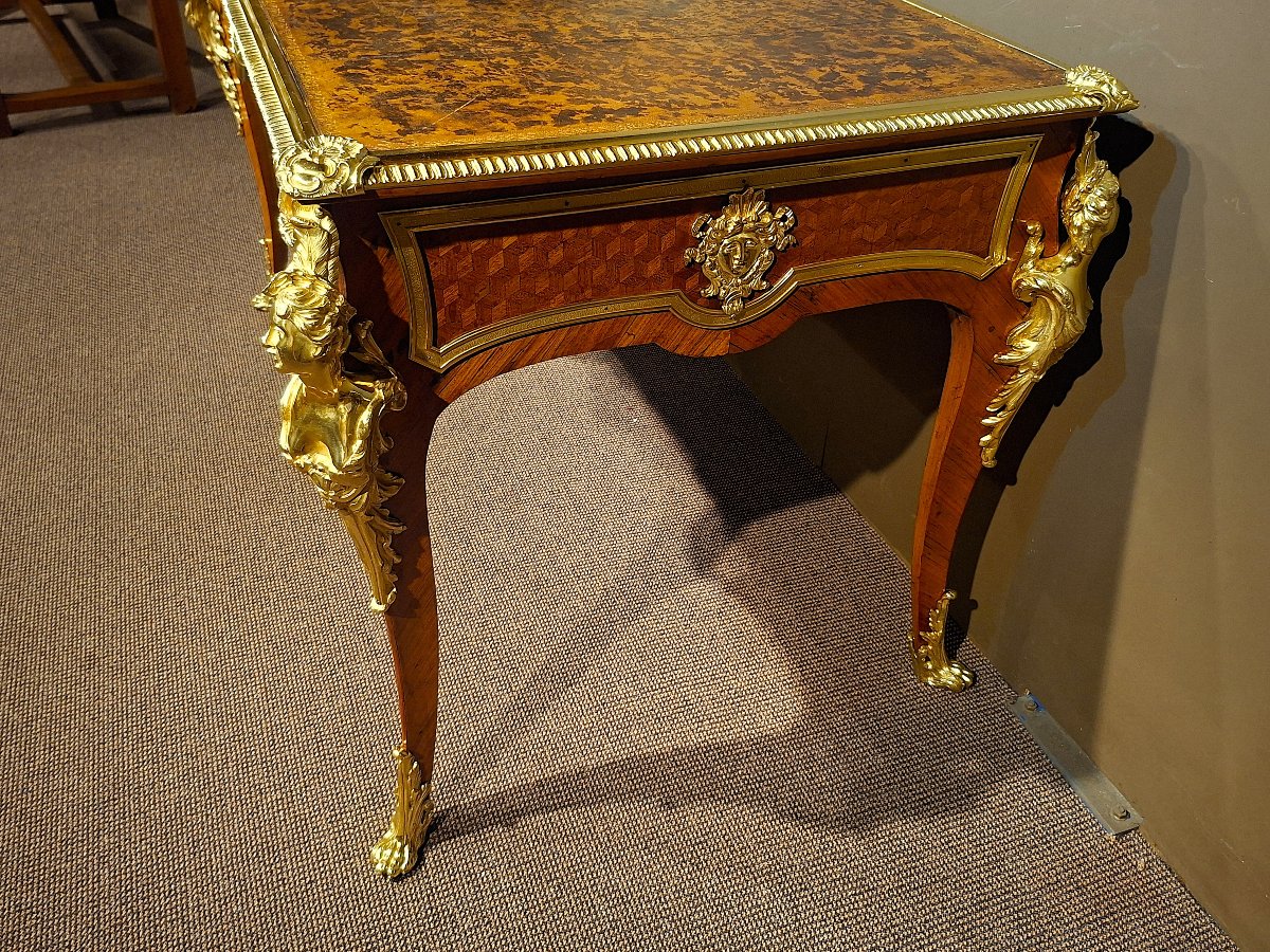 Bureau Plat – Style Louis XV – Époque Napoléon III-photo-5