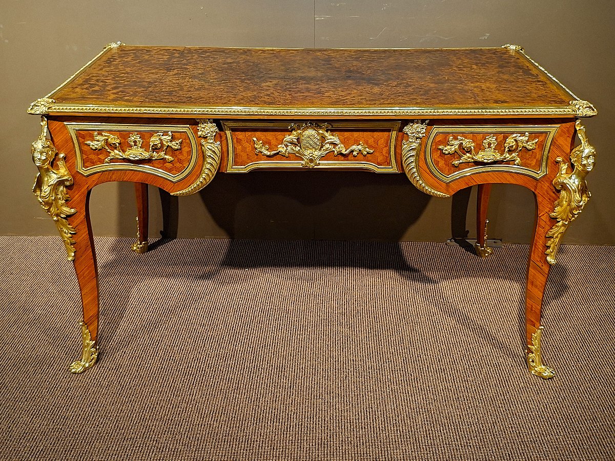 Bureau Plat – Style Louis XV – Époque Napoléon III-photo-8