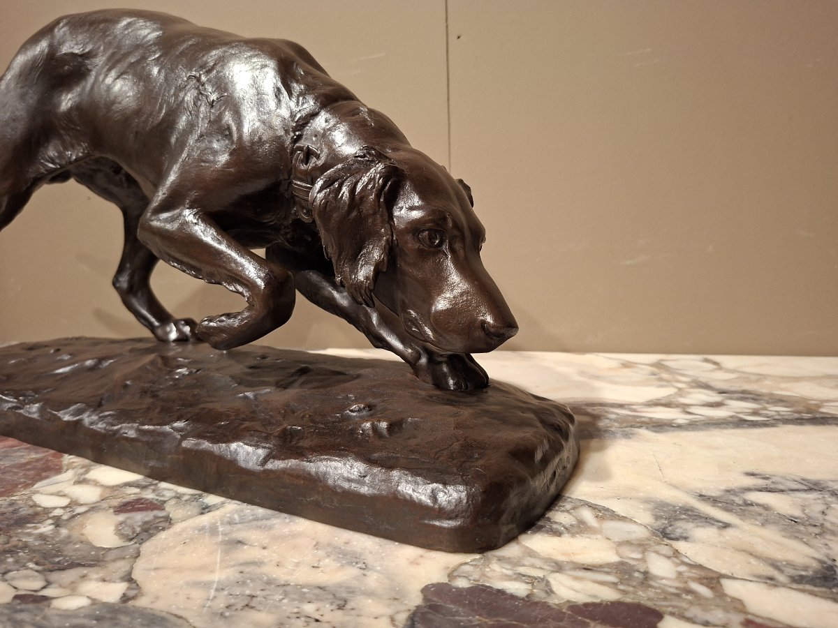 Georges Gardet - Bronze Sculpture Of A Pointing Dog-photo-2
