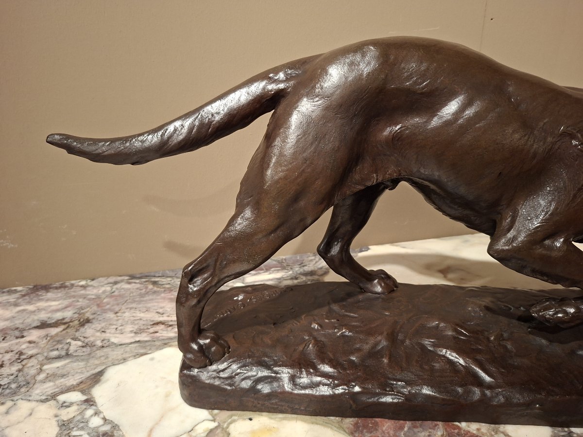 Georges Gardet - Bronze Sculpture Of A Pointing Dog-photo-3
