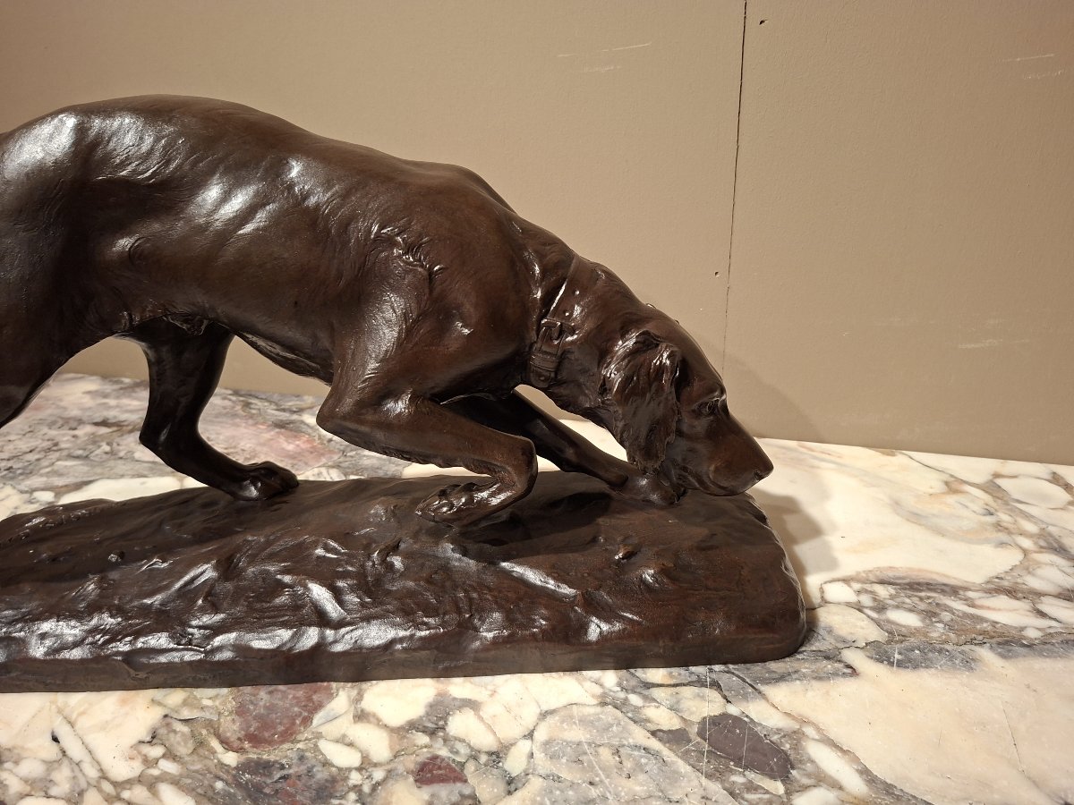 Georges Gardet - Bronze Sculpture Of A Pointing Dog-photo-4