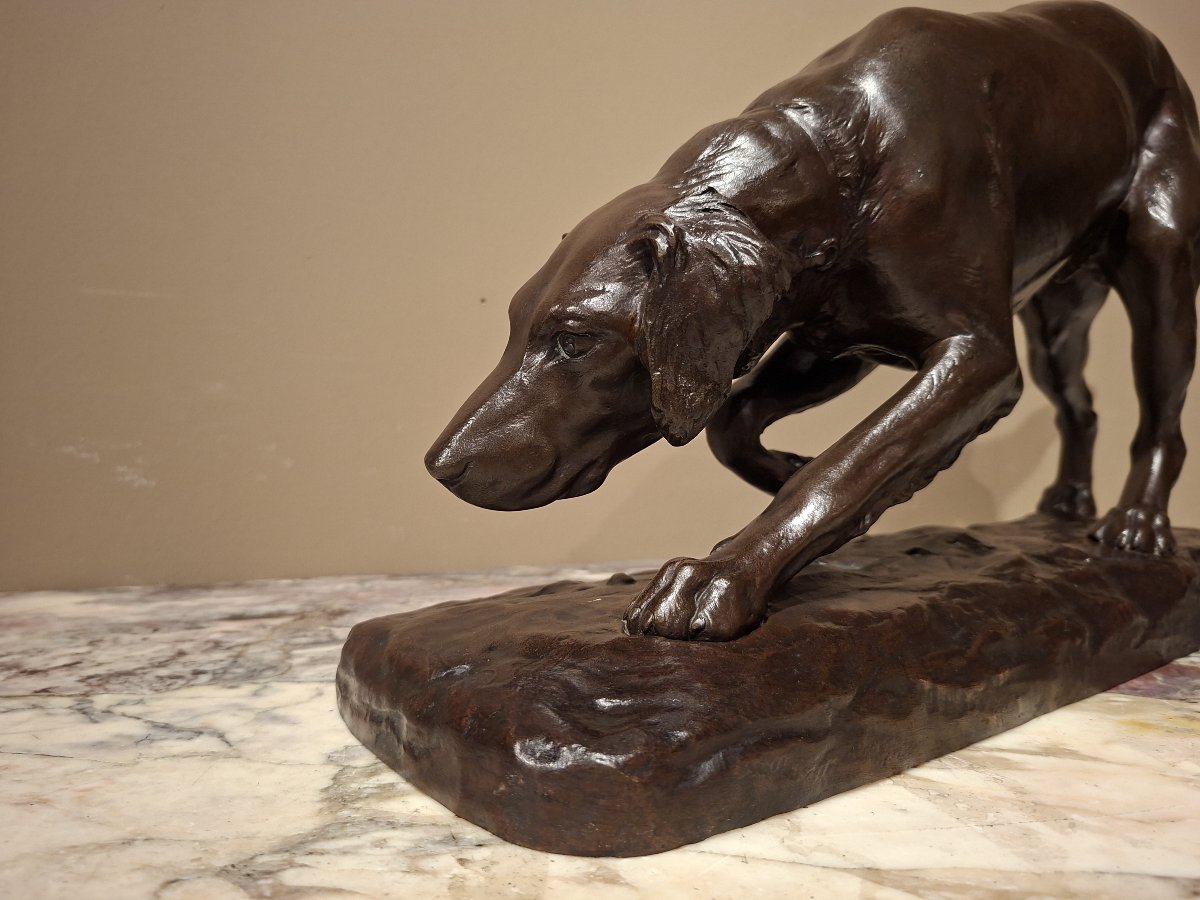Georges Gardet - Bronze Sculpture Of A Pointing Dog-photo-4