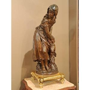 MATHURIN MOREAU - Sculpture En Bronze "Femme Avec Cruche"