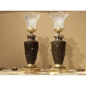 Pair Of Bronze Table Lamps