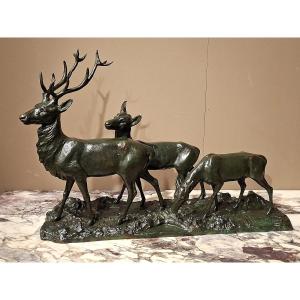 Giacomo Merculiano – Bronze Stag With Two Does
