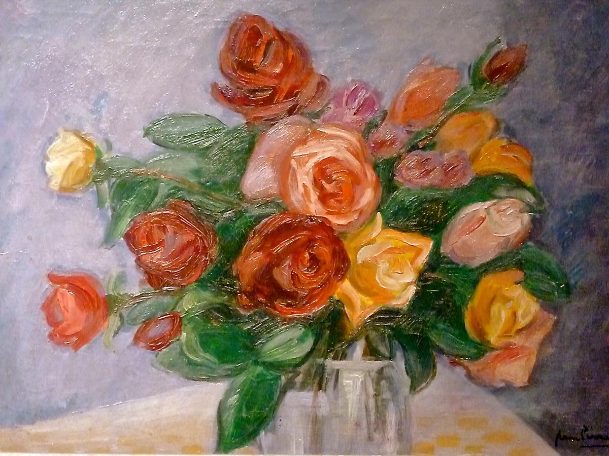 Roses en bouquet par JEAN PERRET (1910-2003)-photo-2