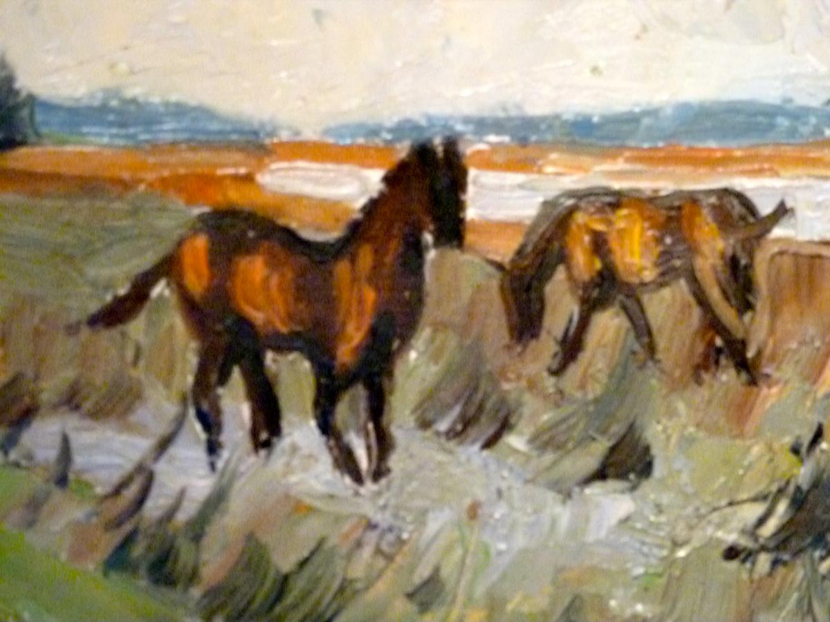 Chevaux au pré par Huguette CARRON (1900-1976)-photo-3