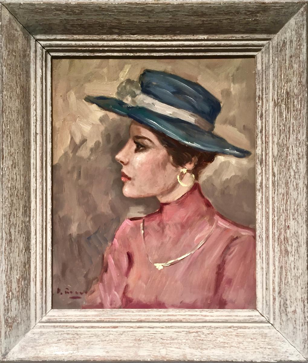 Woman In Blue Hat - Luigi Di Rocca