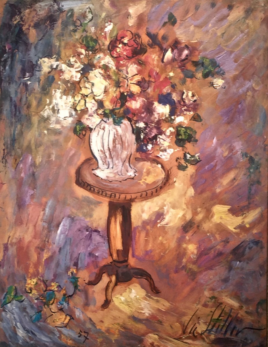 Vic  STILLER (1902-1974) - FLEURS sur TABLE-photo-2