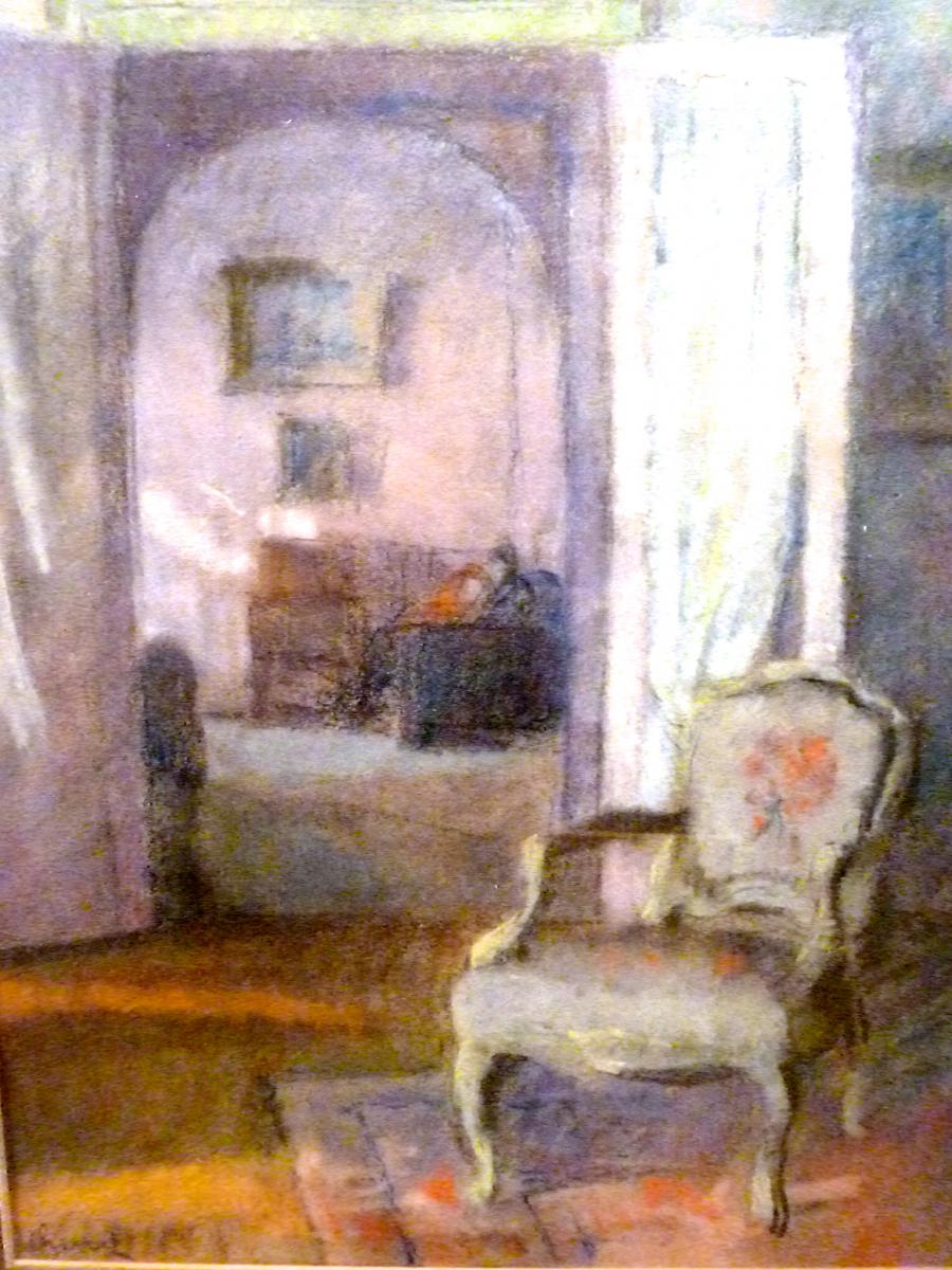 Intérieur d'appartement, au pastel, par LOUIS CHARRAT-photo-2