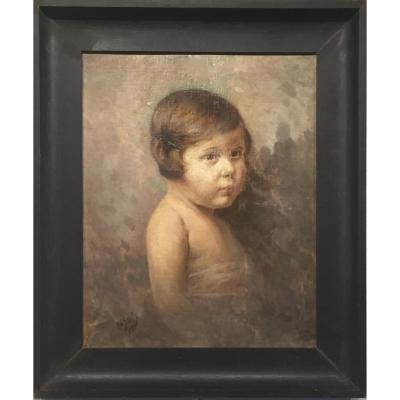 PETITE FILLE à la barrette par Robert SCHEFFER (1859-1934)