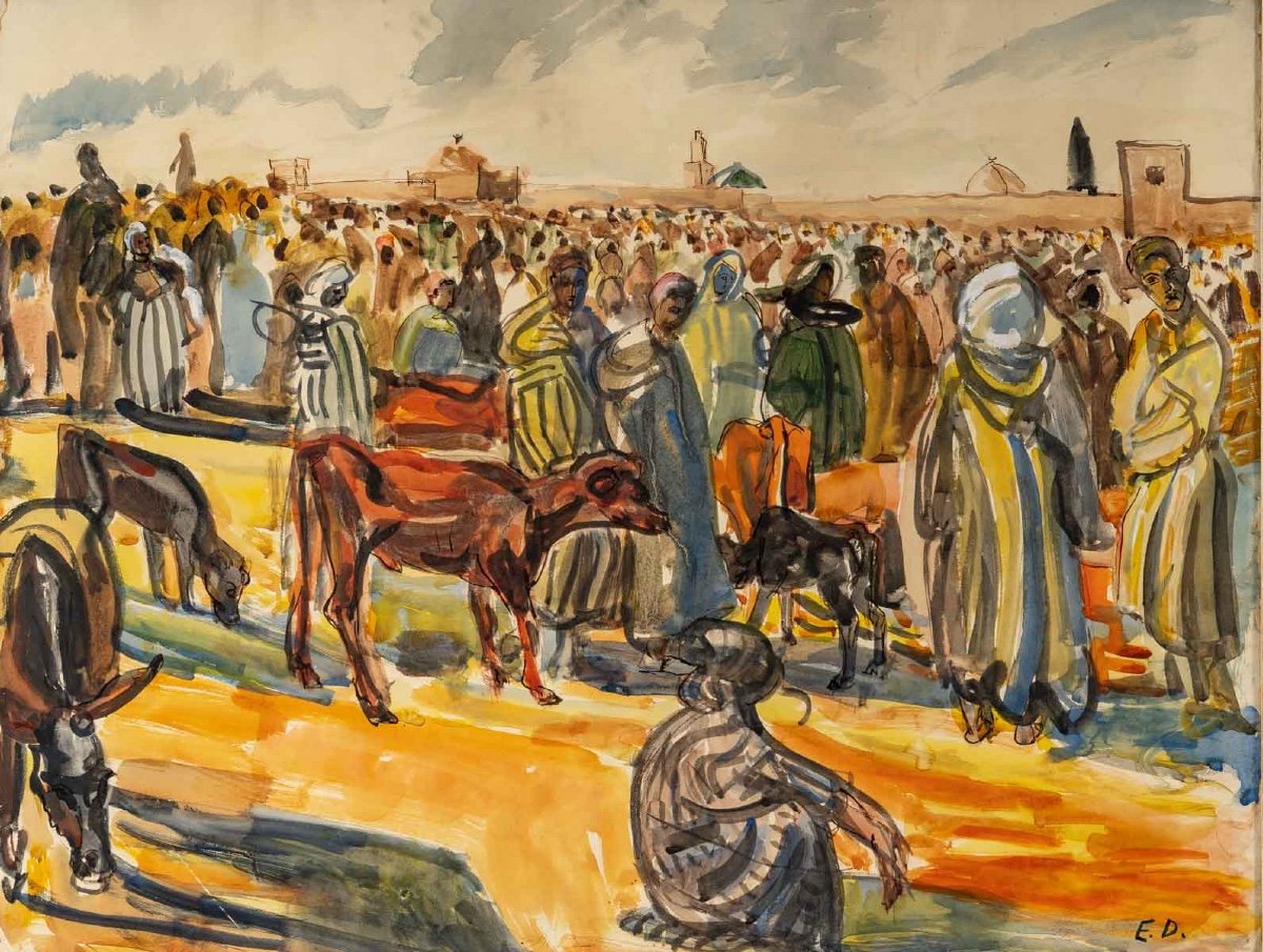 Watercolor Orientalist Market Scene-photo-2