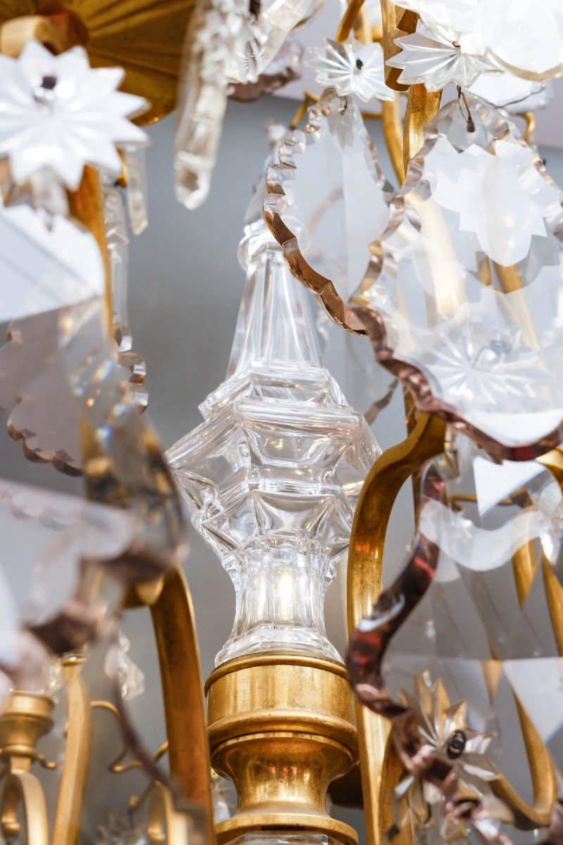 Large Crystal And Bronze Chandelier Niii-photo-1