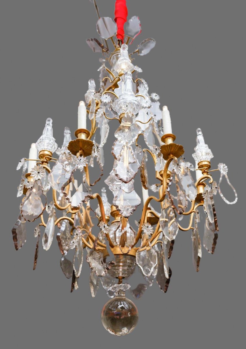 Large Crystal And Bronze Chandelier Niii