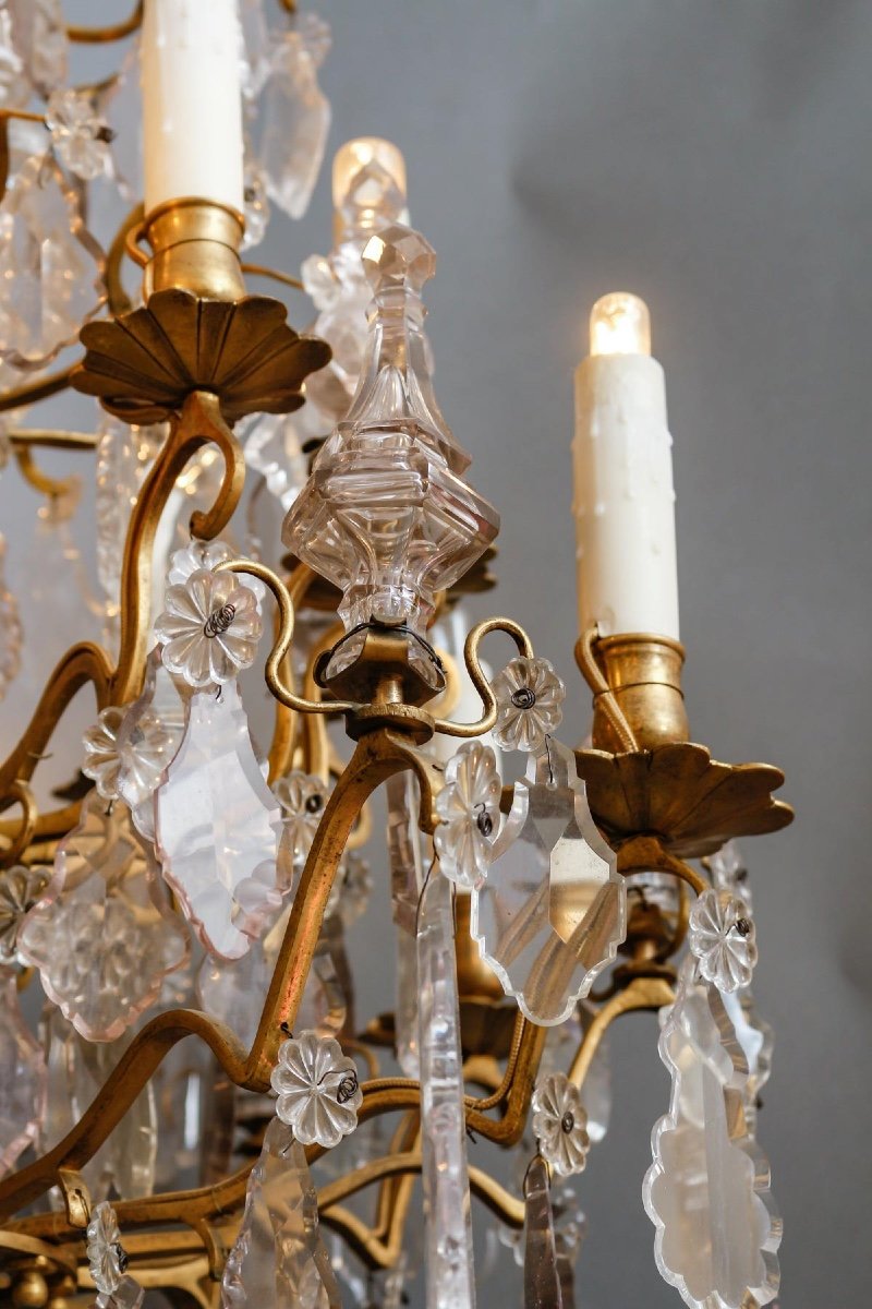 Lustre Cristal Et Bronze Vers 1840/1860-photo-3