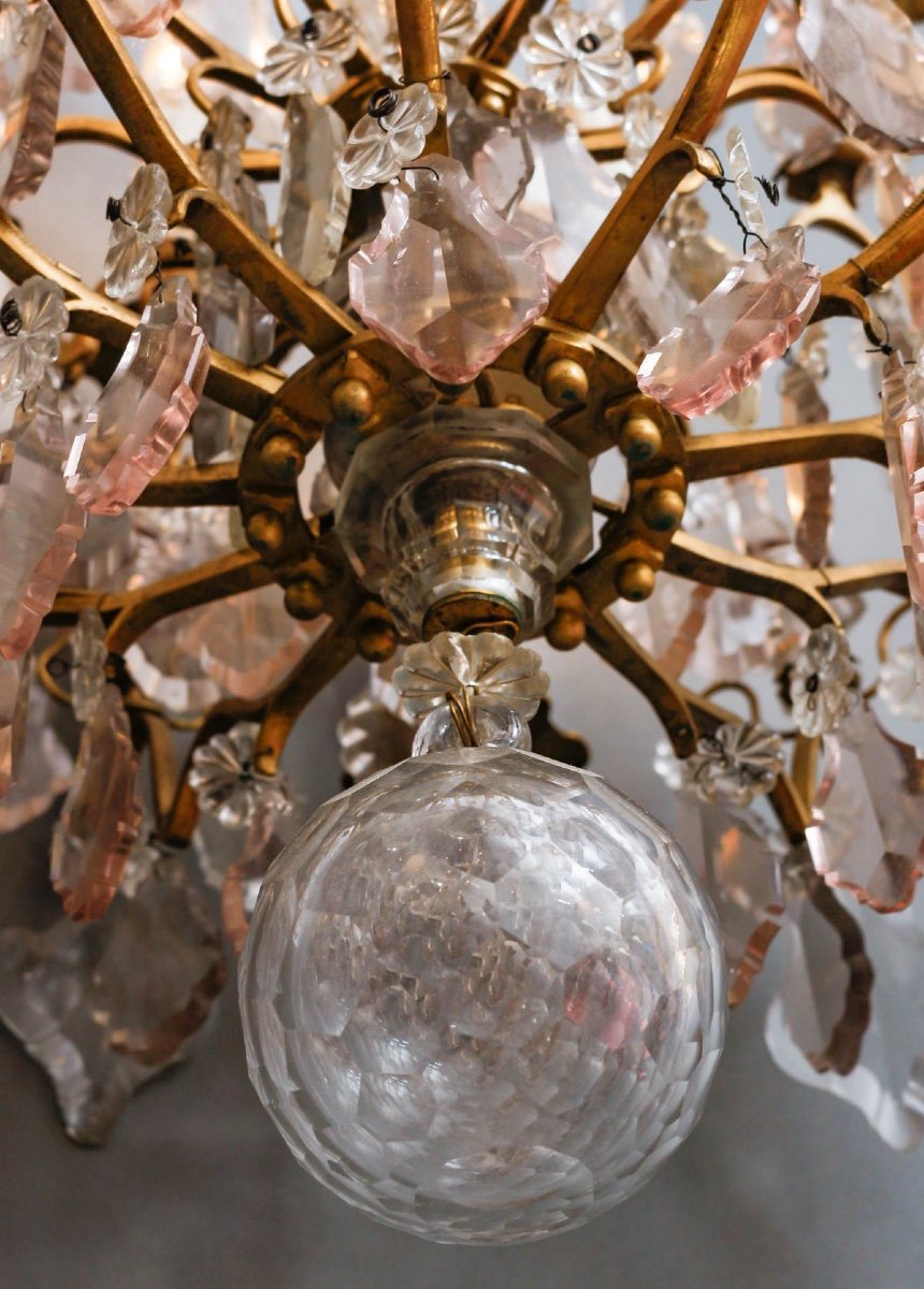 Lustre Cristal Et Bronze Vers 1840/1860-photo-4