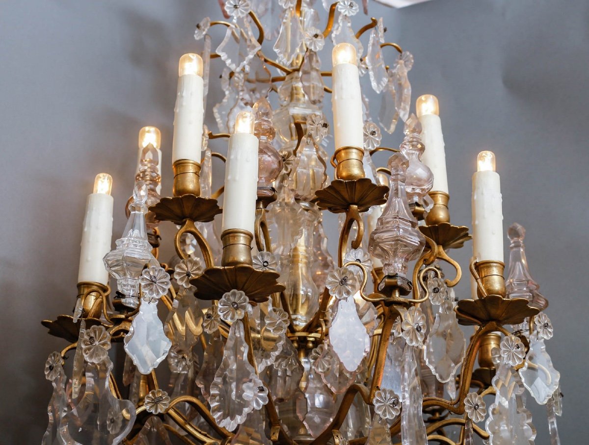 Lustre Cristal Et Bronze Vers 1840/1860-photo-1