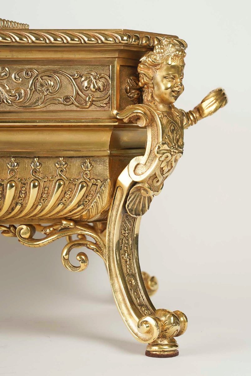 Jardinière En Bronze Doré Style LXIV-photo-4