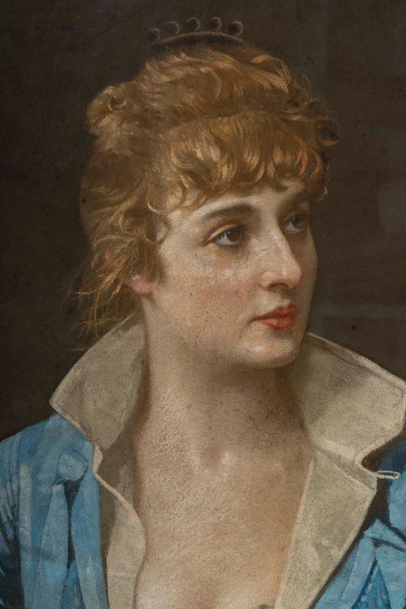 Grand Pastel D’une Jeune Femme O’connell 1877-photo-2