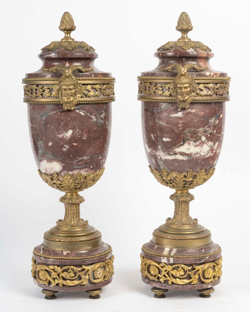 Pair Of Marble And Bronze Cassolettes -photo-4
