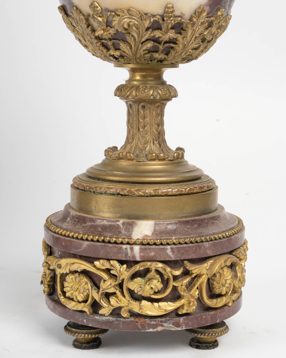 Pair Of Marble And Bronze Cassolettes -photo-3