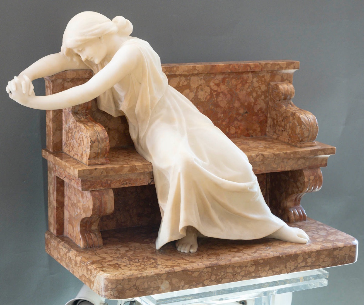 Young Woman On A Bench 19th Century -photo-3