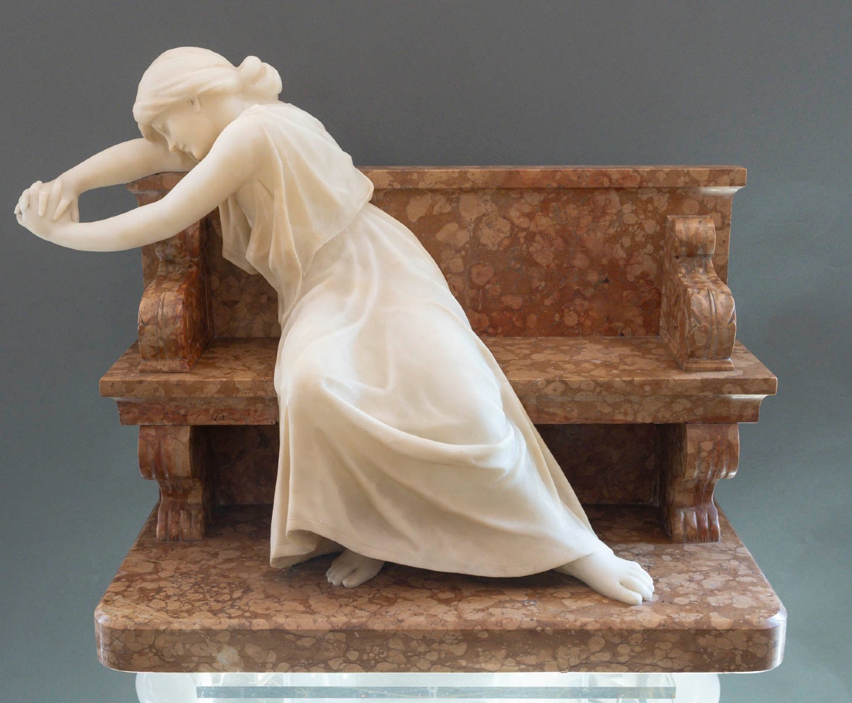 Young Woman On A Bench 19th Century 